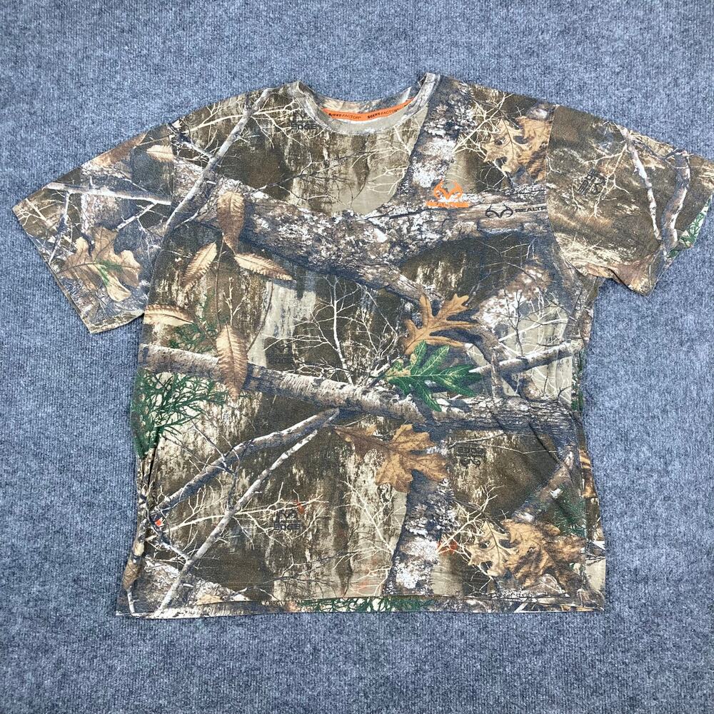Realtree T-Shirt Mens XL Camo Short Sleeve Hunting Scent‎ Factor Logo